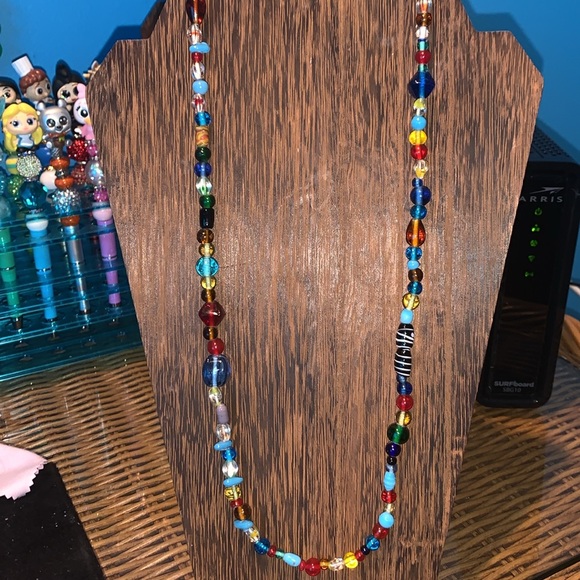 glass necklace Jewelry - Vintage art Glass necklace with tons of colors 18 inches